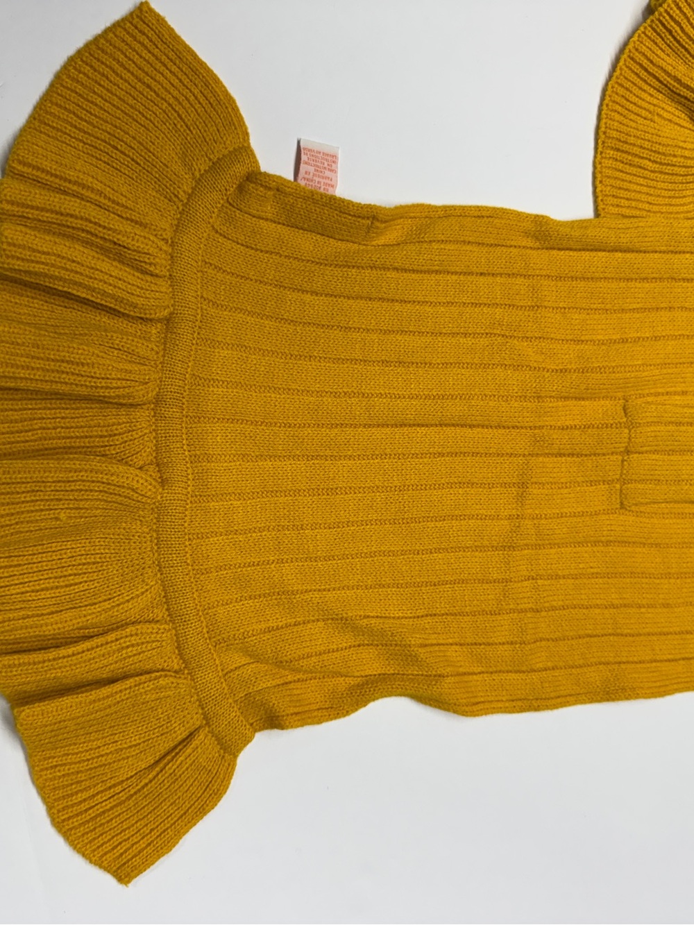 Dark Yellow Ruffles-Trim Knit Scarf - Picture 6 of 10